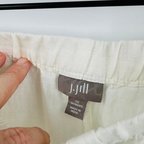 J. Jill Linen Pants Cream Elastic Waist Pockets High Rise Pull-On Size 1X - Picture 3 of 10